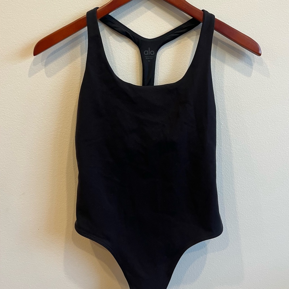 ALO Black Sleek Back Bodysuit